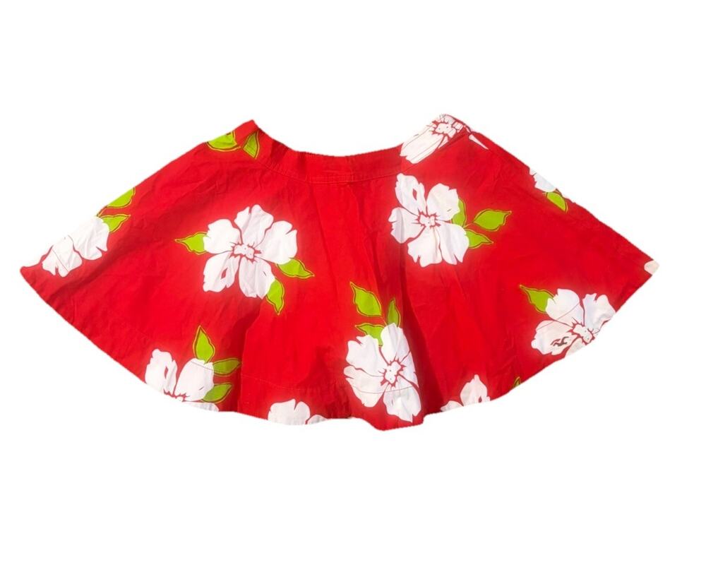 Hollister Women's Y2K Red Floral Bubble Skirt Size Medium Elastic Waist